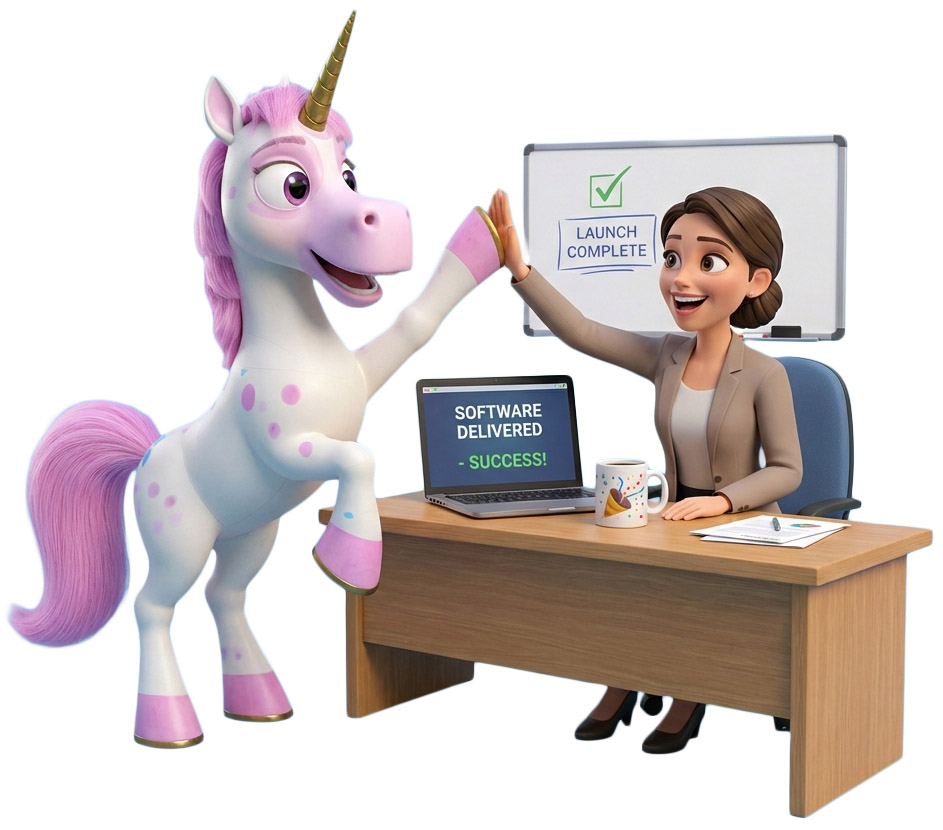 Ponihahmo heittää läpyt naisen kanssa